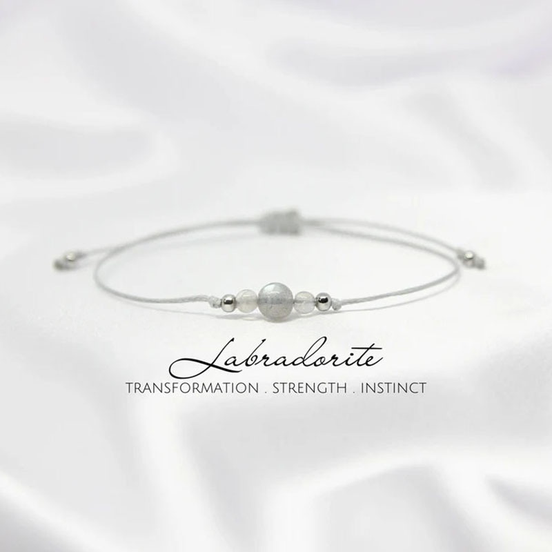 Handmade Adjustable Rope Bracelet with Natural August Birthstone